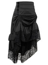 Black Steampunk Gothic High Low Cyberpunk Victorian Multi Layered Halloween Costume Skirt for Women Side View
