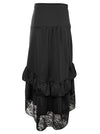 Vintage Gothic Lace High Waist Pirate Ruffled Fashionable Steampunk Skirts Black for Women Back View