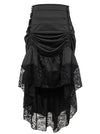 Steampunk Victorian Gothic Lace Trim High Low Ruffled Skirt Main View