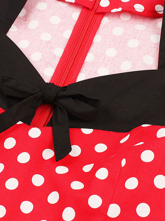Sleeveless Christmas Party Polka Dot Cocktail Dress for Holiday