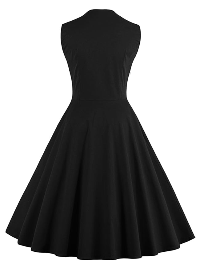 Vintage Floral Print Sleeveless Casual Rockabilly Cocktail Dress