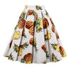 Spring Summer Pineapple Print High Waisted Pleated Skirt