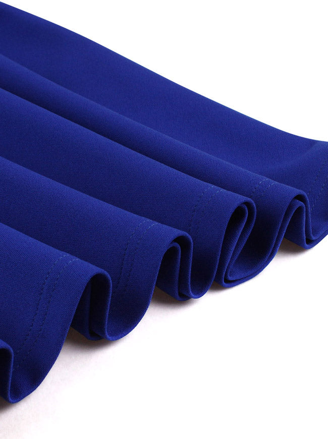 Vintage Inspired A-Line Homecoming Holiday Dark Blue Flare Retro Pinup Dress Detail View