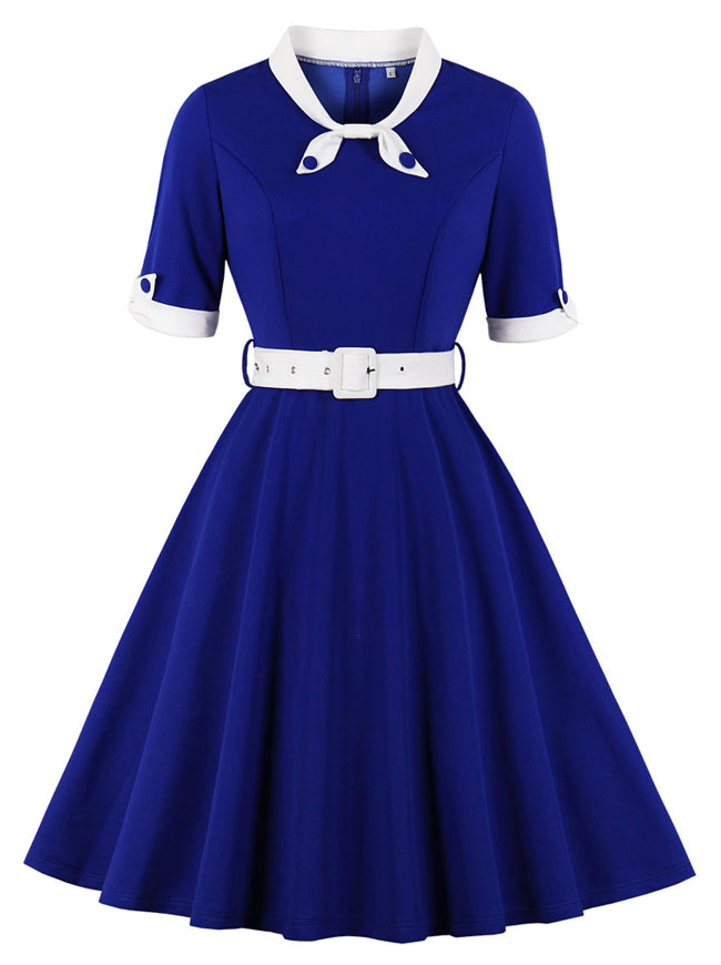 Women's Elegant Vintage Short Sleeve A-line Swing Cocktail Party Dress Main View