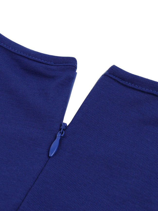 Vintage Inspired A-Line Holiday Flared Retro Pinup Dress with Zipper Detail View