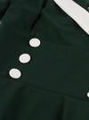 Green Button Down High Waist Full Circle Flared Skirt Dress for Girls Detail View