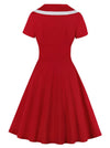 Fit and Flared Slim Fit 1950s Style Swing Cocktail Tea Party Dress Back View