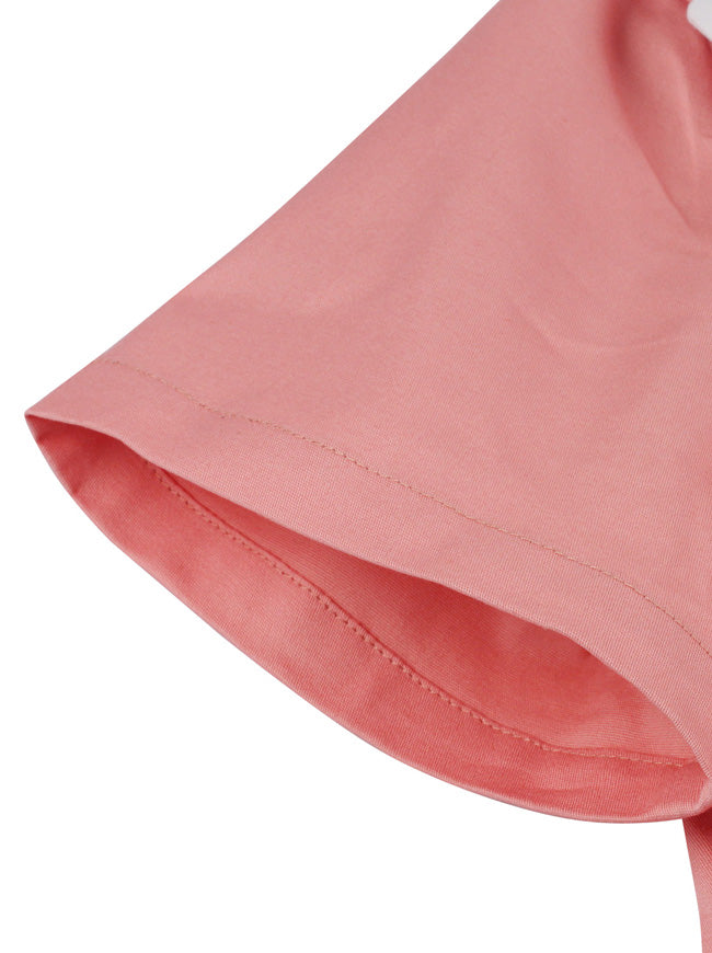 Short Sleeve Button Up Patchwork A-Line Sailor Color Dresses for Girl Detail View