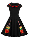 Women's Vintage Retro 1950s Short Sleeve Christmas Swing Dress Main View