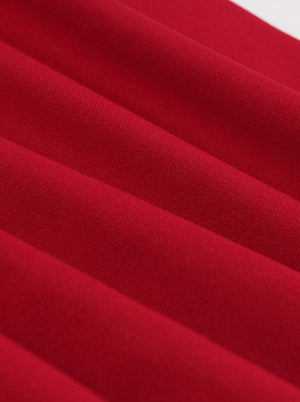 Empire Waist Red Wear to Work Women Knee Length A-line Swing Dress Detail View