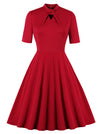 Vintage Short Sleeve A-Line Christmas Cocktail Party Dress