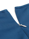 Womens Blue Vintage Retro Swing Audrey Hepburn Short Sleeve Dress with Zipper