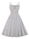 Vintage Polka Dot Sleeveless Spaghetti Strap Swing Dating Casual Dress Main View