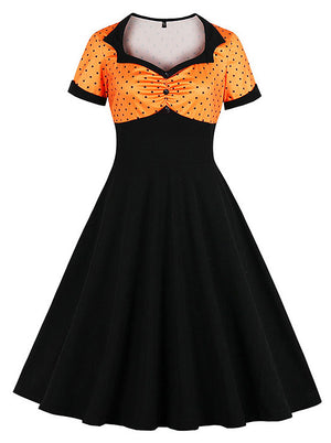 Vintage Style 1950's Retro Polka Dot Swing Cocktail Tea Dress