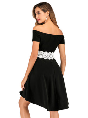 Cold Shoulder Short Sleeves Short Summer Prom Cocktail Little Black Formal Evening Dresses Party Dresses Back View