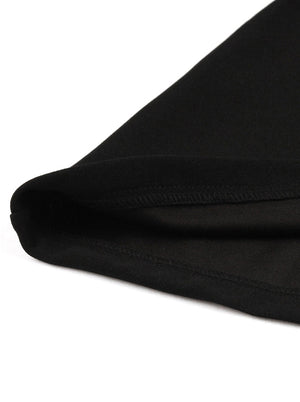 Fashion Cute Black Fit And Flared Solid Color Funeral A-line Midi Dress Detail View