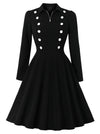 Women's Elegant Vintage Long Sleev A-line Evening Cocktail Party Dress Main View