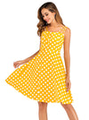 Vintage Polka Dot Printed Women Yellow High Waist Knee Length Evening Dress Side View