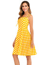 Sexy Cocktail Party Yellow and White Polka Dot Empire Waist Summer Dress Side View