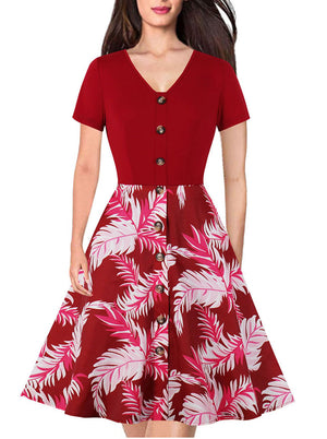 Vintage 1950s Rockabilly Pinup Slim Fit and Flare Vintage Tea Dress Red Model Show