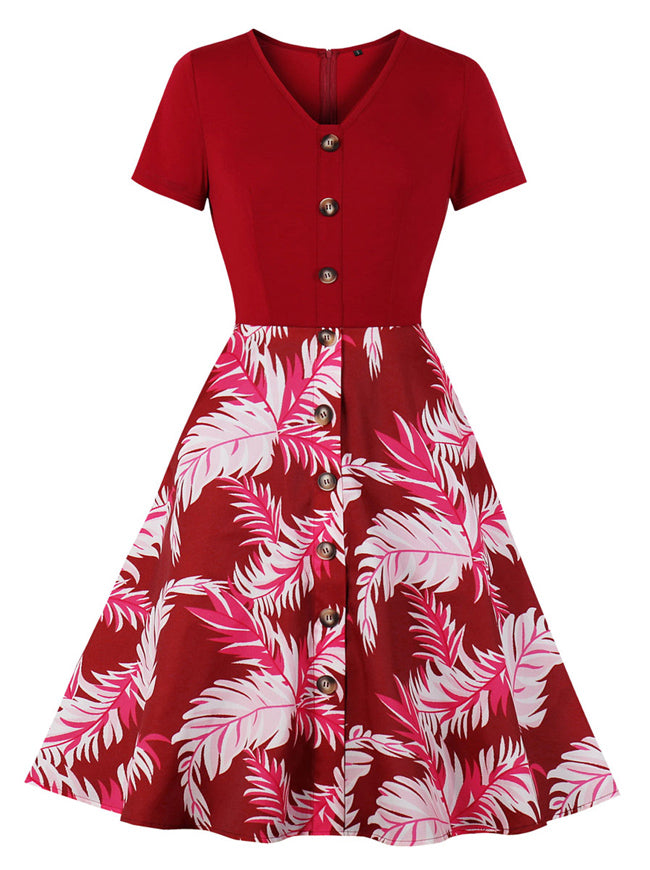 Vintage Inspired A-Line Holiday Flared Retro Pinup Dress with Zipper Detail View