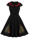 Women's Vintage Retro 1950s Short Sleeve Christmas Swing Dress Main View