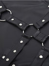 Women Studs PU Faux Leather Bodysuit Bodycon Dress with Rivets Detail View
