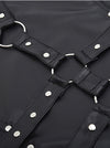 Women Studs PU Faux Leather Bodysuit Bodycon Dress with Rivets Detail View