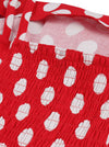 Red Formal Dresses High Waist Square Neckline A-Line Dress White Stretchy Dress Detail View