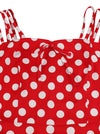 Vintage Polka Dot Printed Dresses for Women Red A-Line Knee Length Evening Dress Detail View