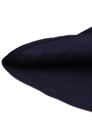 Cotton Knee Length Vintage White Stripe Business Pleated Skirt Dark Blue Detail View