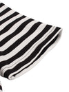 Above Knee Length Black and White Striped Pleated Skirt Dress for Girl Detail View