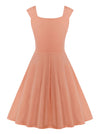 Elegant Charming Vintage Retro Casual Pink Sweetheart Neck Dress Back View