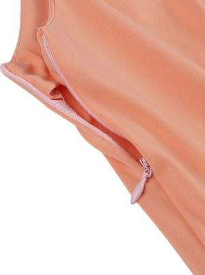 Retro Swing Solid Color Flared Elegant Tea Length Sleeveless Evening Dress Detail View