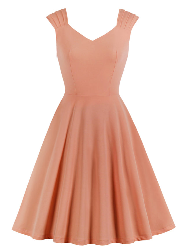 Women's Elegant Casual Vintage V Neck Sleeveless Solid Color Cocktail Party Dress Main View