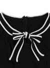 Short Sleeve Round Neck Bow-Tie Comfy Stretch Knee Length Dress Deatil View