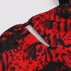 Lovely Black Red Floral Full-Length Sleeve Backless Knee Length A-Line Dress Detail View-4