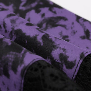 Lovely Black Purple Floral Full-Length Sleeve Backless Knee Length A-Line Dress Detail View-3