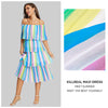 Charming Women Colorful Rainbow Off-The-Shoulder Neckline Midi Rainbow Dress Party Dress Detail View