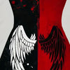 Summer Casual Punk Print Black Plus Size Wrap Midi Dress Detail View