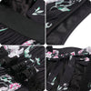 Lovely Women Black Flounce Fold Floral Midi Party Dress Detail View