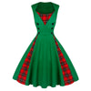 1950s Style Retro Vintage Rockabilly Cocktail Dress with Plaid Patchwork Main View