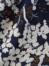 Dark Blue Elegant Vintage Floral Knee Length Tea Party Going Out Swing Dress Outfit for Women Detail View