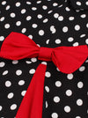Black White Vintage Style Christmas A-line Tea Length Homecoming Dress with BowKnots for Women Detail View