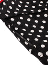 Retro 50s Black Halter Polka Dots Pattern Fit ad Flared Rockabilly Party Dress for Women Detail View