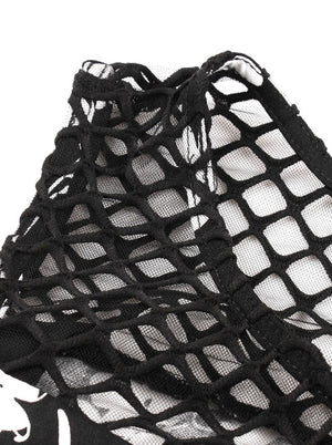 Black Knee Length Sexy Hollow Out Sheer Mesh See-Through Cocktail Party Dress for Women Detail View