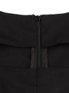 Black Retro Style Square Neck Fake Two Piece Going Out Shopping Dress for Women Detail View