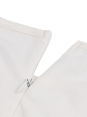 White A-Line Style Knee Length Vintage Pin Up Clothing for Women Detail View
