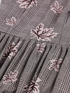 Gray White Lovely Pleated Fit and Flare Semi Formal Evening Midi Dress for Women Detail View