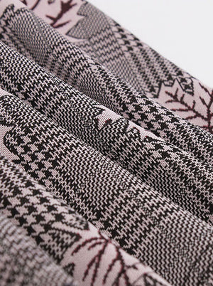 Vintage Black Houndstooth Full Circle Flare Skirt Knee Length Business Office Dress Detail View